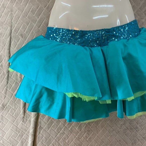 Revolution Dancewear Womens S Skirt Blue Tiered Poof Ruffle Tutu Sequin Costume - Picture 2 of 10